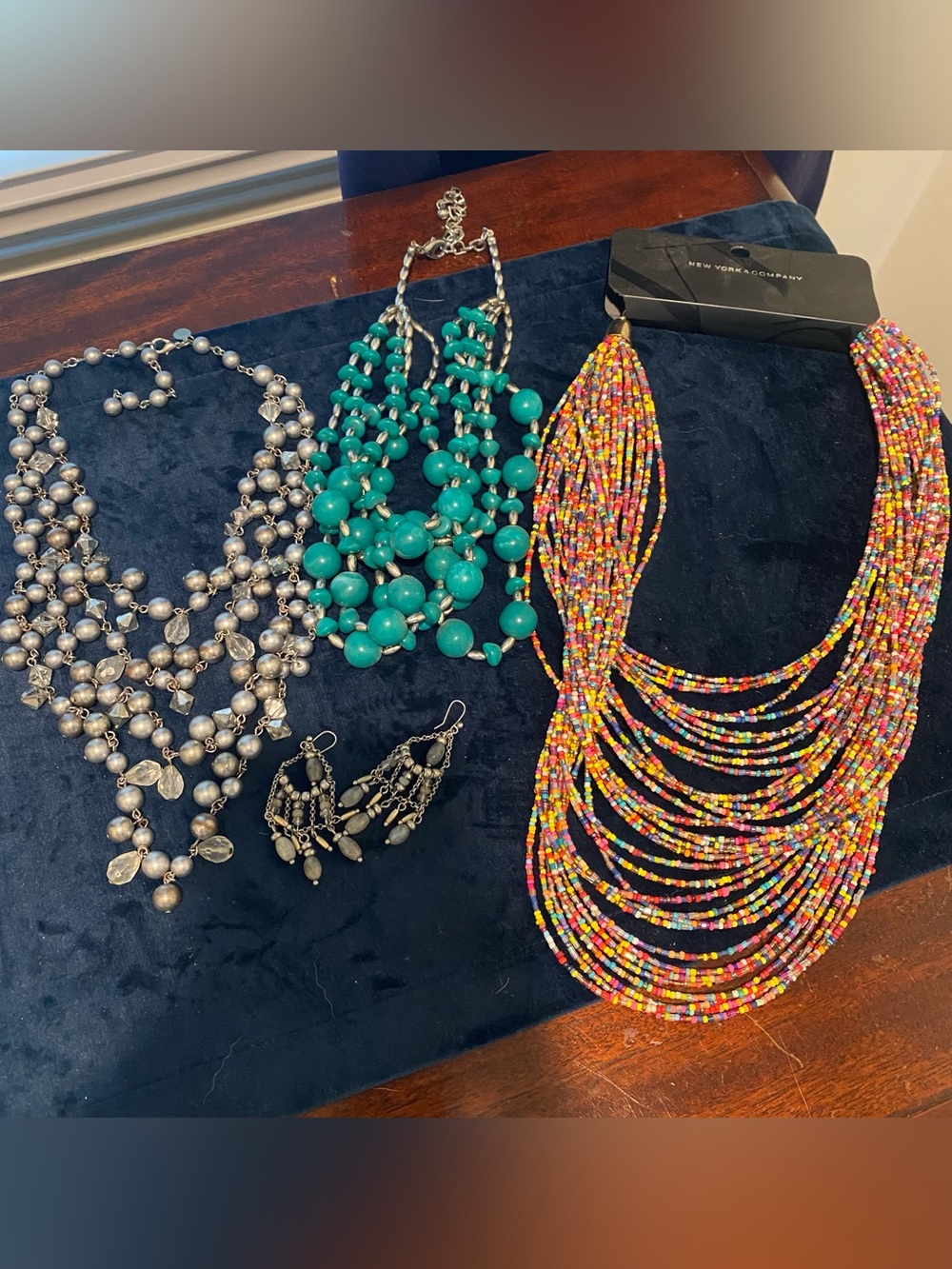 Chicos and New York &co Multicolor Seed Bead Statement Necklace nwt